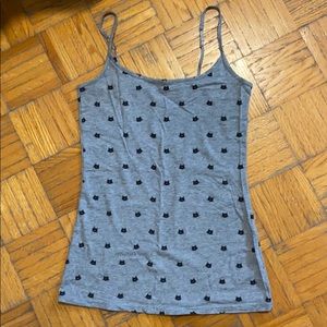 grey cat patterned tank top